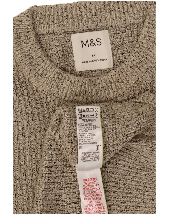 Marks & Spencer Mens Crew Neck Jumper Sweater Medium Beige Flecked