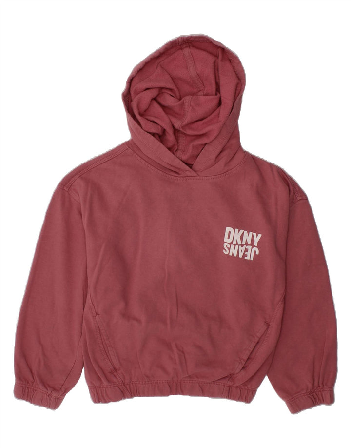 DKNY Girls Graphic Hoodie Jumper 3-4 Years Pink Cotton Vintage Dkny and Second-Hand Dkny from Messina Hembry 