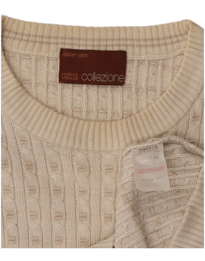 Marks & Spencer Mens Crew Neck Jumper Sweater Medium Off White Acrylic