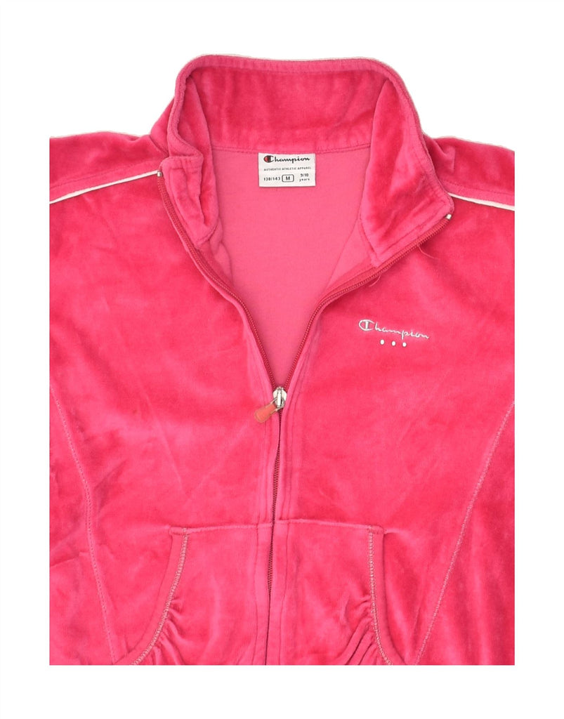 CHAMPION Girls Velour Tracksuit Top Jacket 9-10 Years Medium Pink | Vintage Champion | Thrift | Second-Hand Champion | Used Clothing | Messina Hembry 