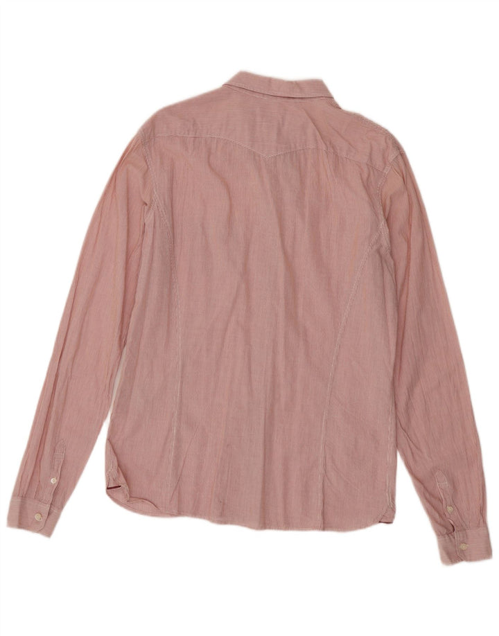 Levi's Womens Shirt UK 16 Large Red Pinstripe Cotton