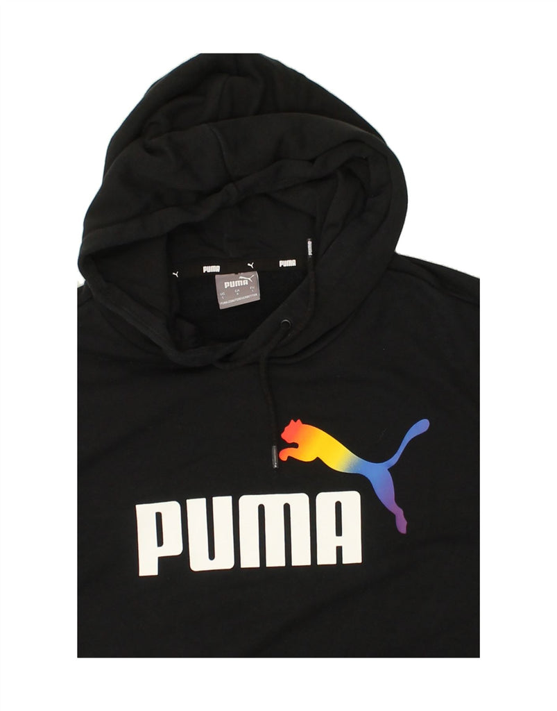 PUMA Mens Graphic Hoodie Jumper Large Black Cotton | Vintage Puma | Thrift | Second-Hand Puma | Used Clothing | Messina Hembry 