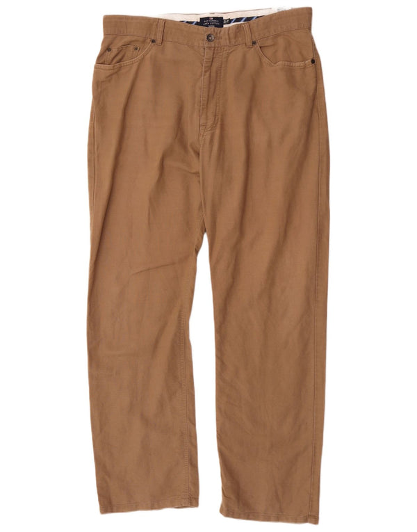 Marks & Spencer Mens Blue Harbour Straight Casual Trousers W36 L31 Brown