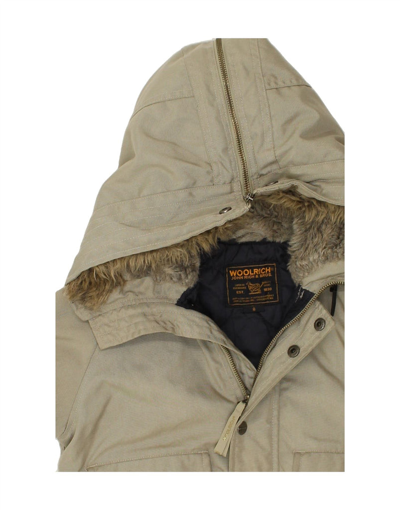 WOOLRICH Boys Hooded Bomber Padded Jacket 7-8 Years Khaki | Vintage Woolrich | Thrift | Second-Hand Woolrich | Used Clothing | Messina Hembry 