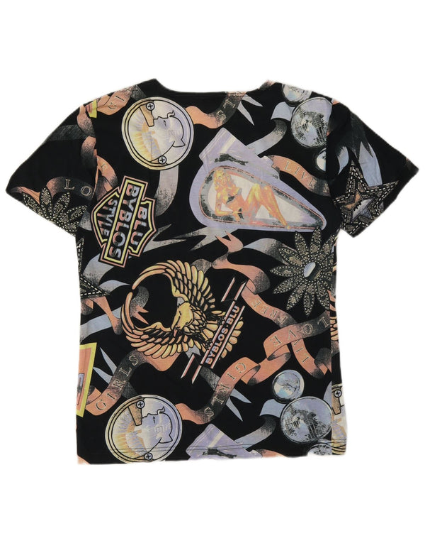 Byblos Womens Graphic T-Shirt Top UK 12 Medium Multicoloured Cotton
