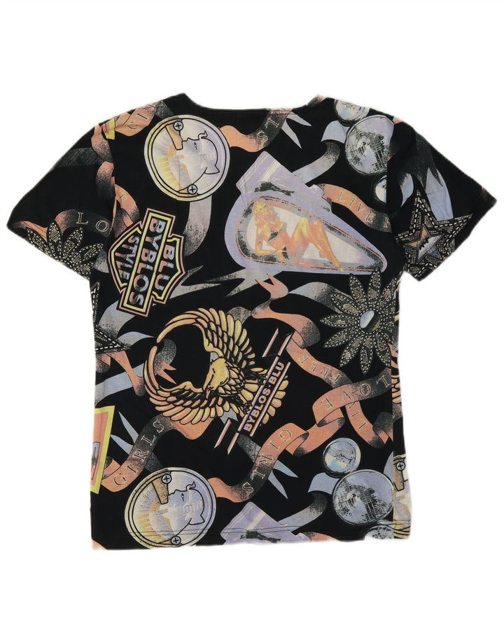 Byblos Womens Graphic T-Shirt Top UK 12 Medium Multicoloured Cotton