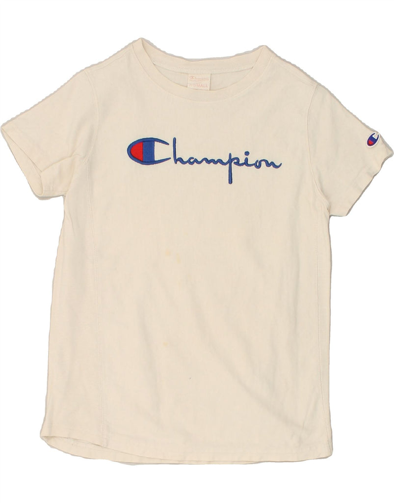 CHAMPION Mens Graphic T-Shirt Top XS Off White Cotton | Vintage Champion | Thrift | Second-Hand Champion | Used Clothing | Messina Hembry 