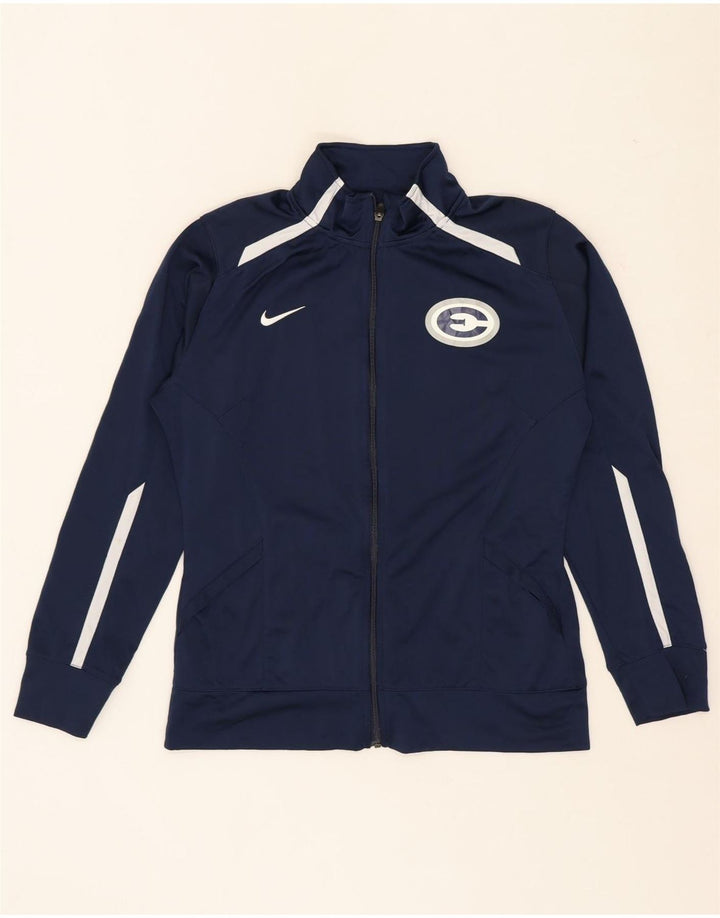 NIKE Womens Graphic Tracksuit Top Jacket UK 16 Large Navy Blue Polyester Vintage Nike and Second-Hand Nike from Messina Hembry 