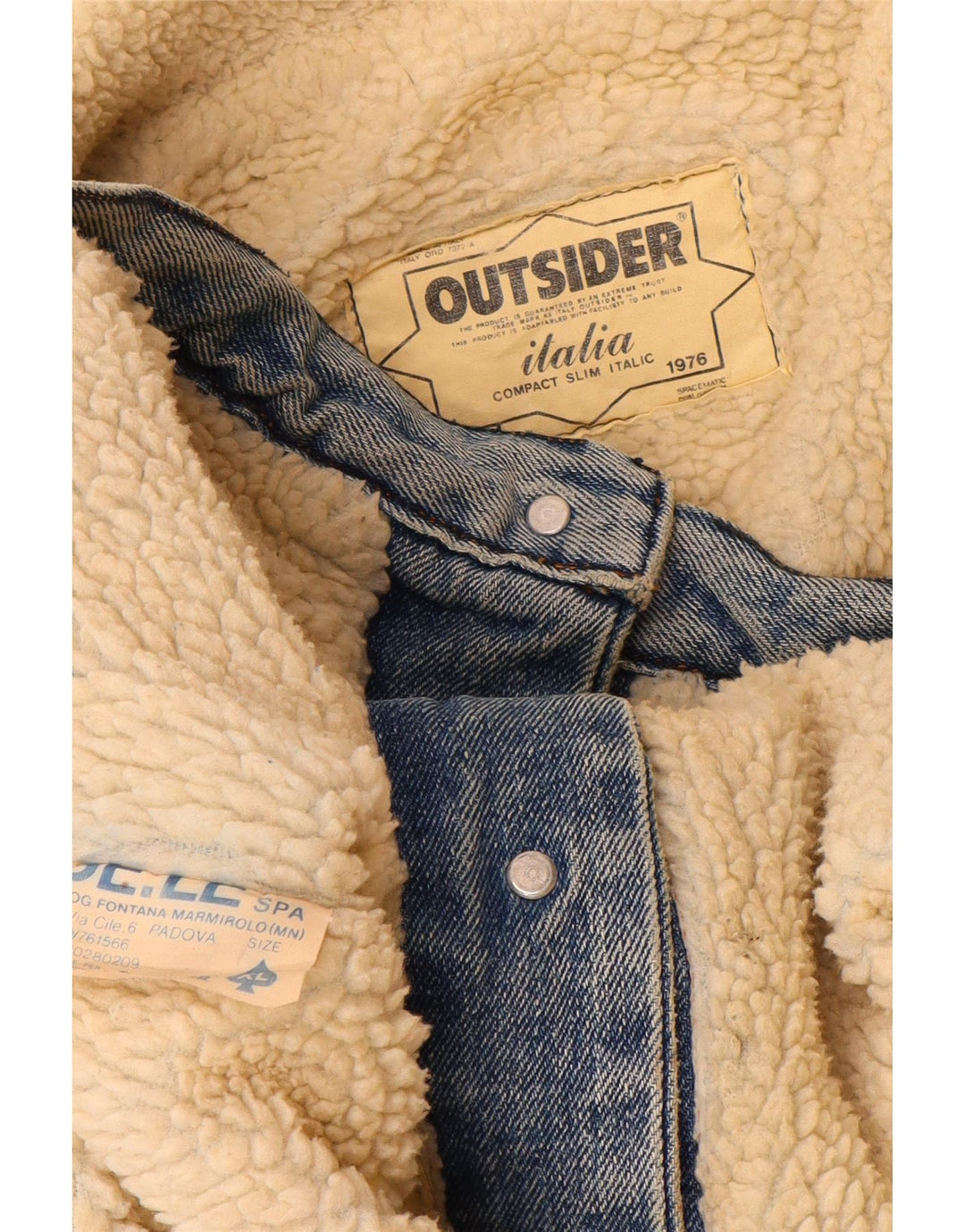 Outsider Mens Denim Sherpa Jacket UK 42 XL Blue Cotton