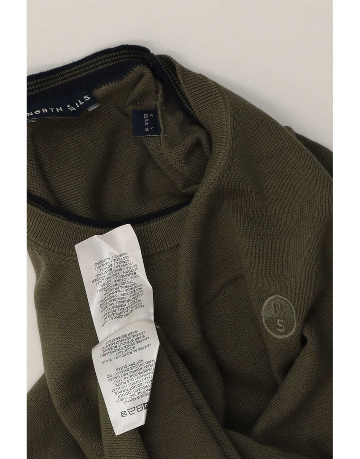 North Sails Mens Crew Neck Jumper Sweater Medium Khaki Cotton