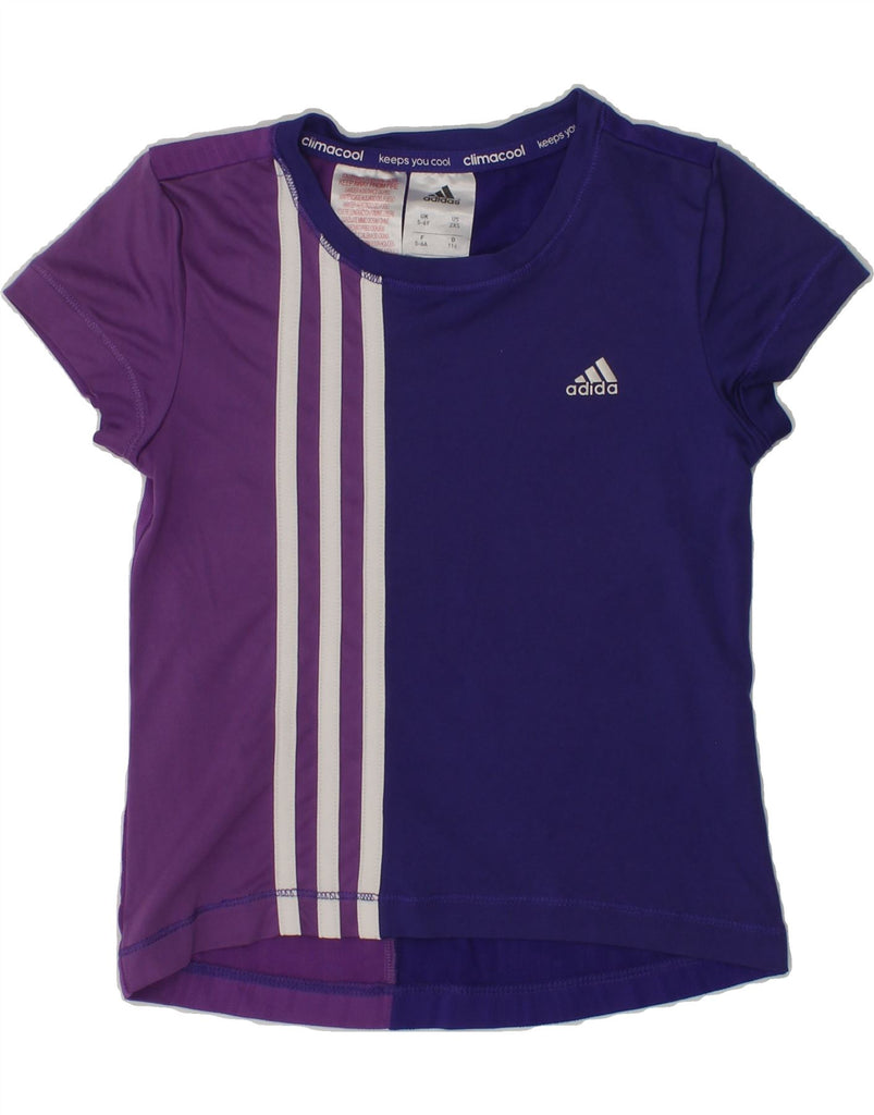 ADIDAS Girls Climacool T-Shirt Top 5-6 Years Purple Colourblock | Vintage Adidas | Thrift | Second-Hand Adidas | Used Clothing | Messina Hembry 