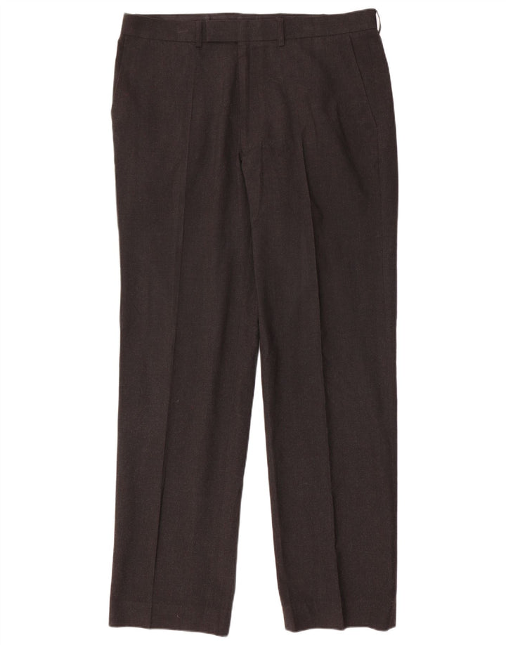 Marks & Spencer Mens Straight Suit Trousers W36 L33 Grey Polyester