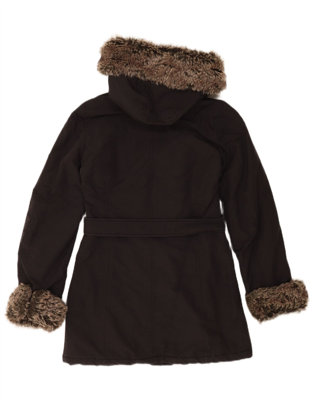 Refrigue Womens Hooded Oversized Parka Jacket UK 6 XS Black Nylon