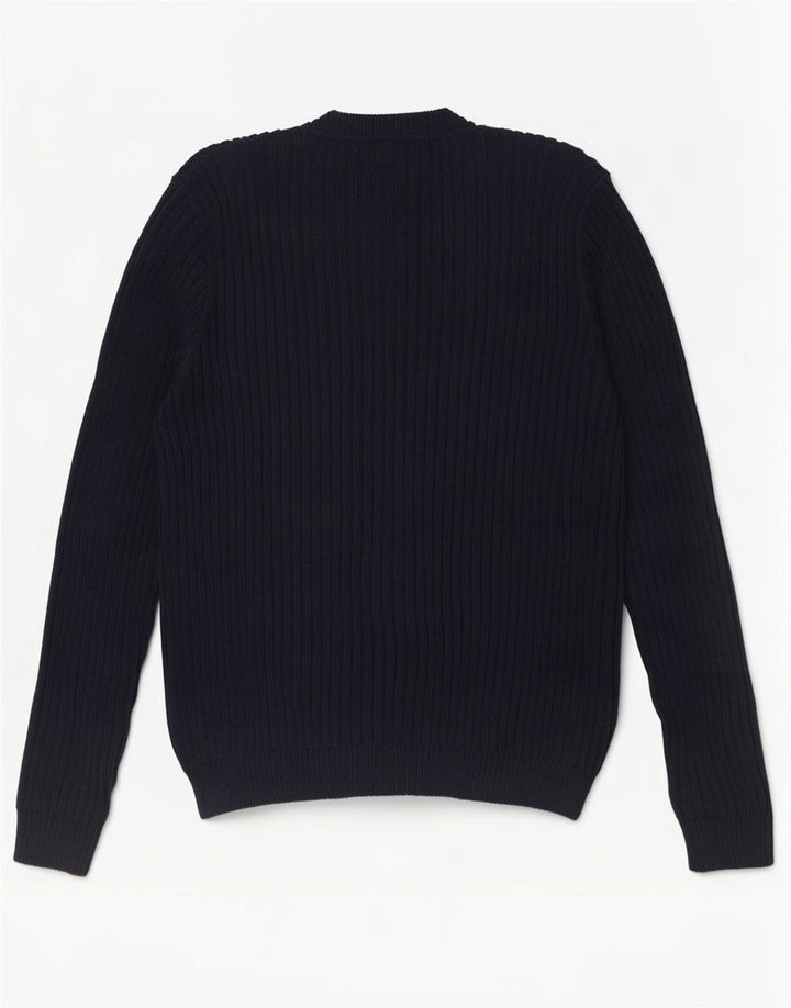 Eddie Bauer Mens Loose Fit V-Neck Jumper Sweater Medium Navy Blue Cotton