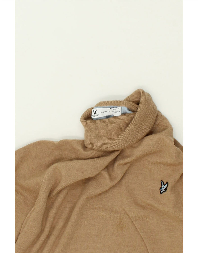 LYLE & SCOTT Womens Roll Neck Jumper Sweater IT 42 Medium Beige Vintage Lyle & Scott and Second-Hand Lyle & Scott from Messina Hembry 