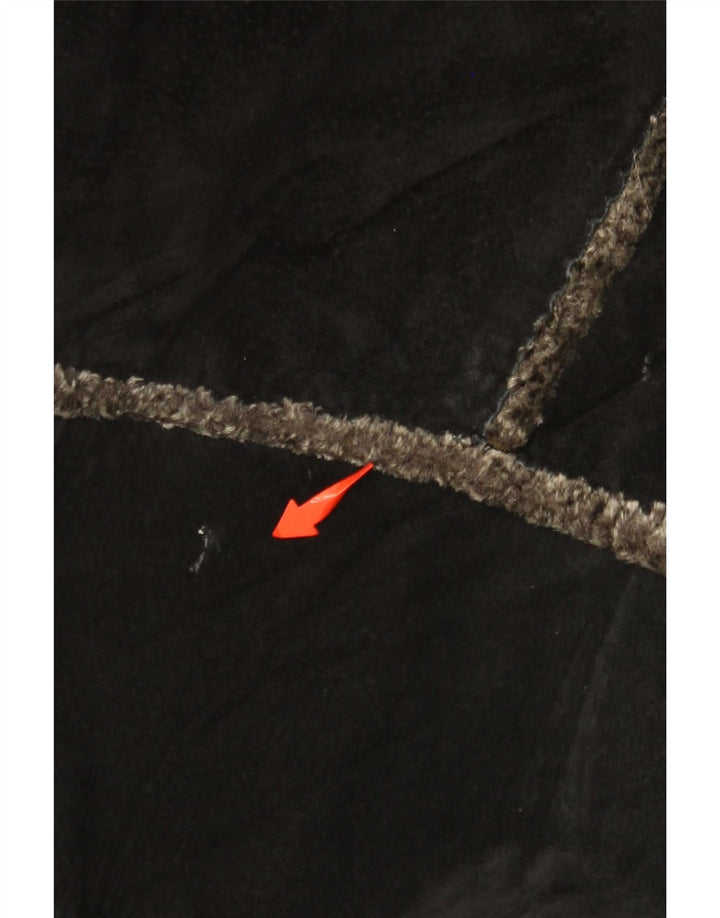 GIORGIO MOBIANI Mens Hooded Suede Jacket UK 44 2XL Black Leather