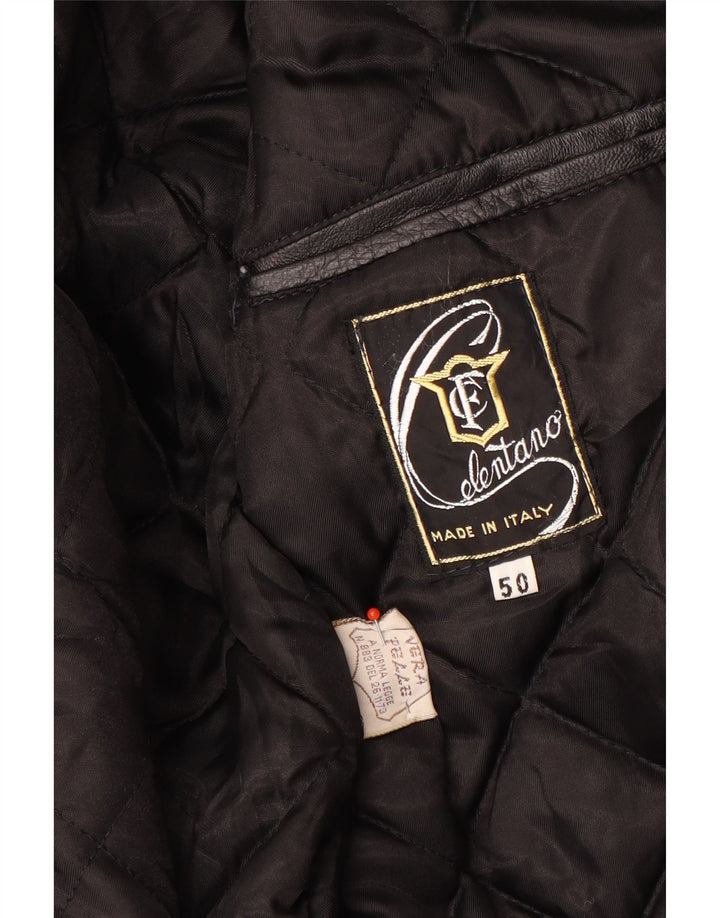 Vintage Mens Leather Jacket IT 50 Large Black Leather