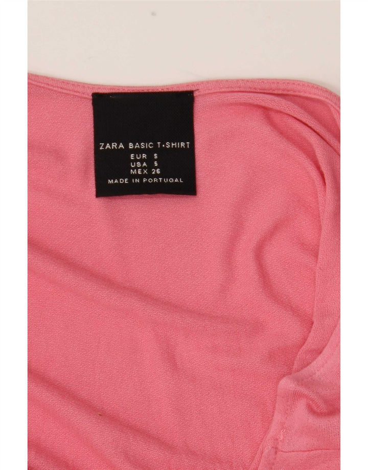 Zara Womens Crop Top Long Sleeve UK 10 Small Pink