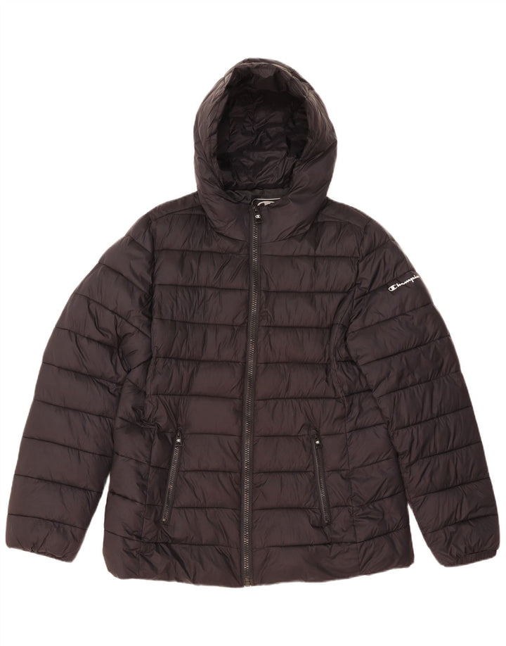 Champion Womens Hooded Padded Jacket UK 44 2XL Black Polyamide