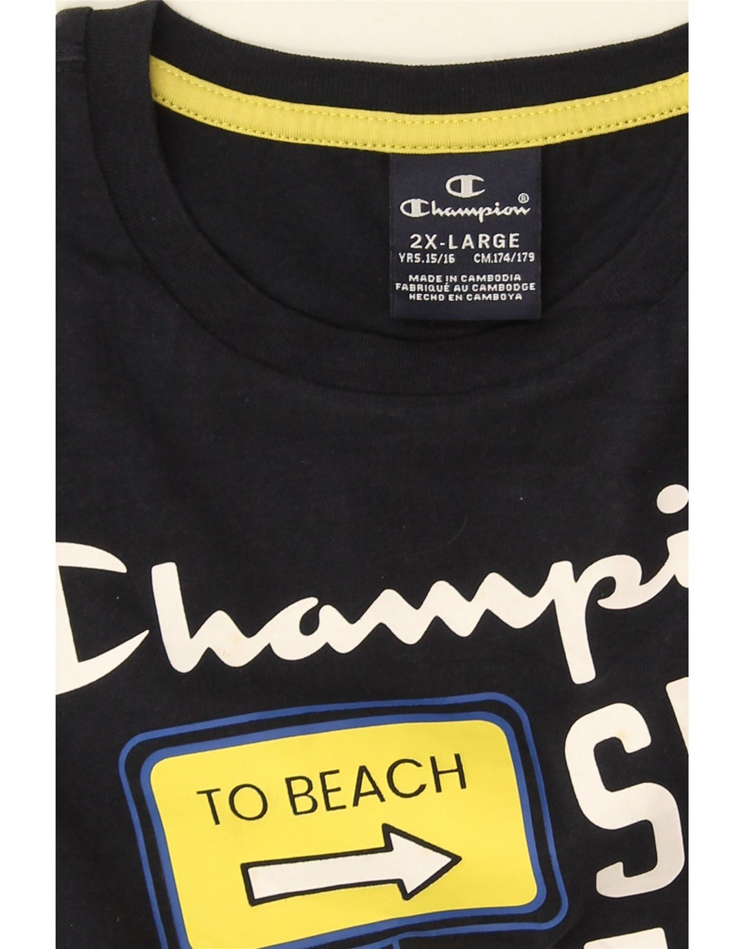 CHAMPION Boys Graphic Vest Top 15-16 Years 2XL Navy Blue
