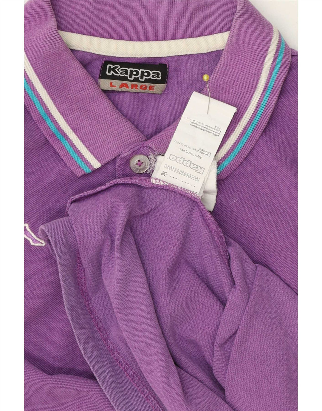 Kappa Mens Polo Shirt Large Purple Striped Cotton