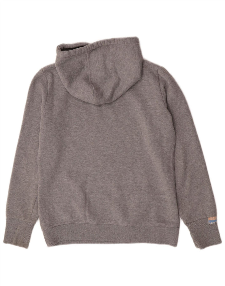 Superdry Womens Graphic Hoodie Jumper UK 16 Large Grey Polyester