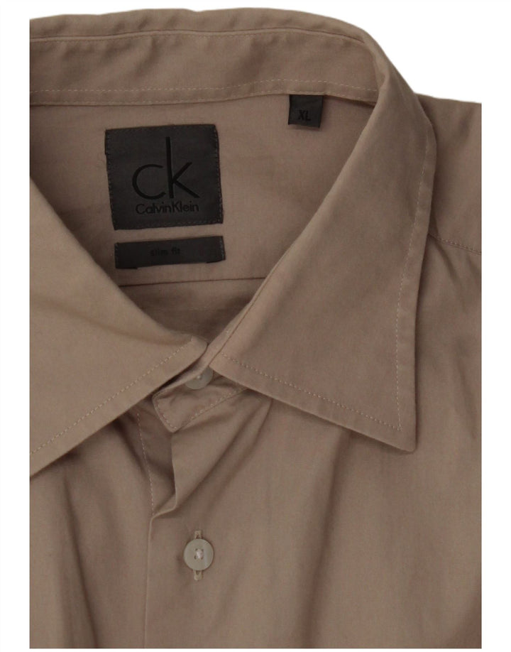 CALVIN KLEIN Mens Slim Fit Shirt XL Beige