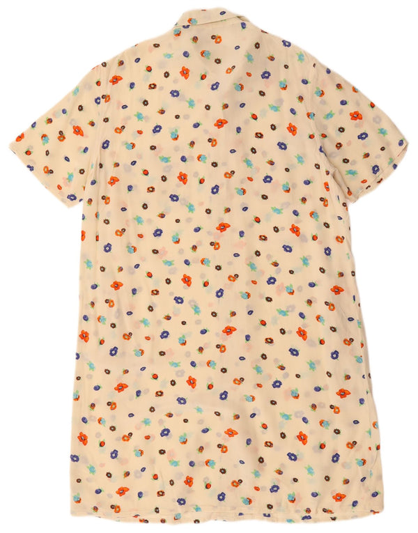 Vintage Womens Short Sleeves Shirt Dress IT 46 Large Beige Floral