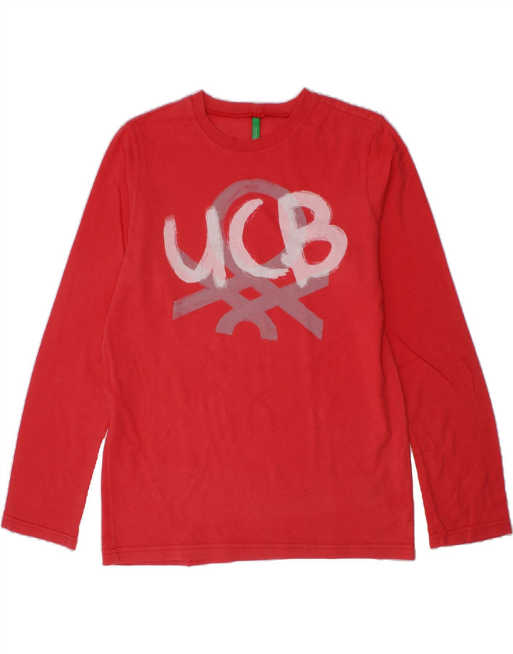 BENETTON Girls Graphic Top Long Sleeve 13-14 Years Red Vintage Benetton and Second-Hand Benetton from Messina Hembry 