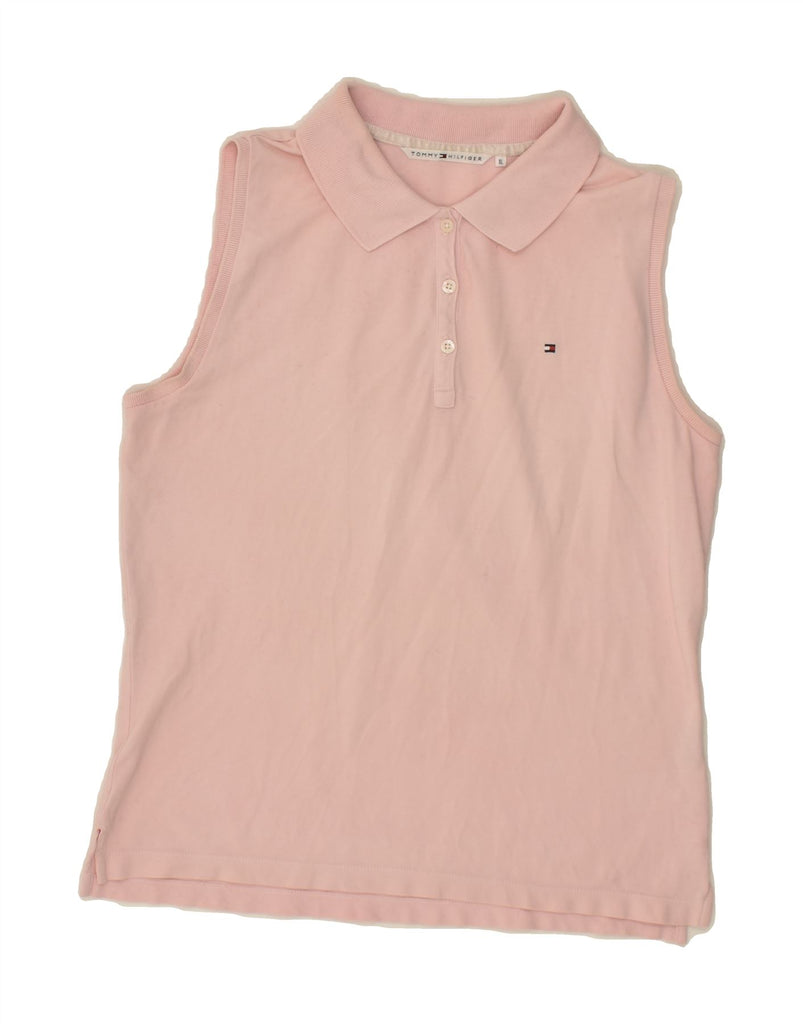 TOMMY HILFIGER Girls Sleeveless Polo Shirt 14-15 Years XL Pink Cotton | Vintage Tommy Hilfiger | Thrift | Second-Hand Tommy Hilfiger | Used Clothing | Messina Hembry 