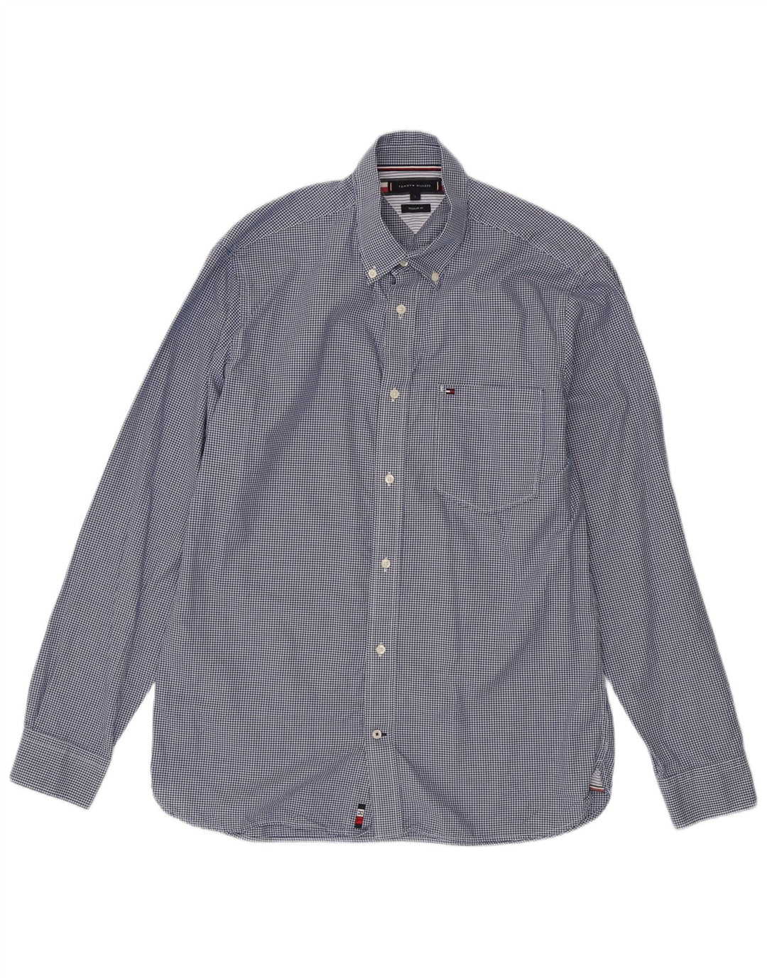 Tommy Hilfiger Mens Shirt Large Blue Gingham Cotton