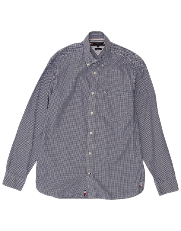 Tommy Hilfiger Mens Shirt Large Blue Gingham Cotton
