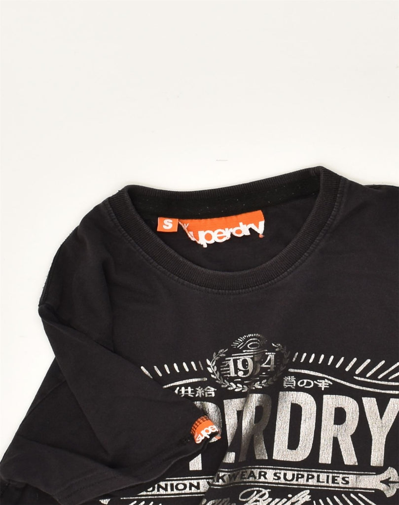 SUPERDRY Mens Graphic T-Shirt Top Small Black Cotton | Vintage Superdry | Thrift | Second-Hand Superdry | Used Clothing | Messina Hembry 