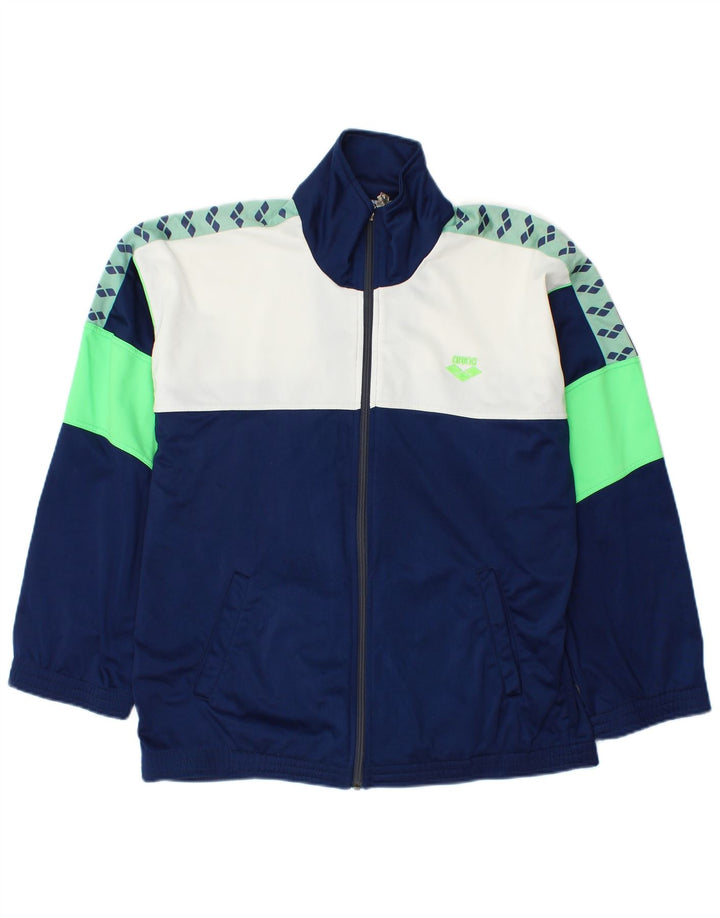 ARENA Mens Graphic Tracksuit Top Jacket Medium Navy Blue Colourblock