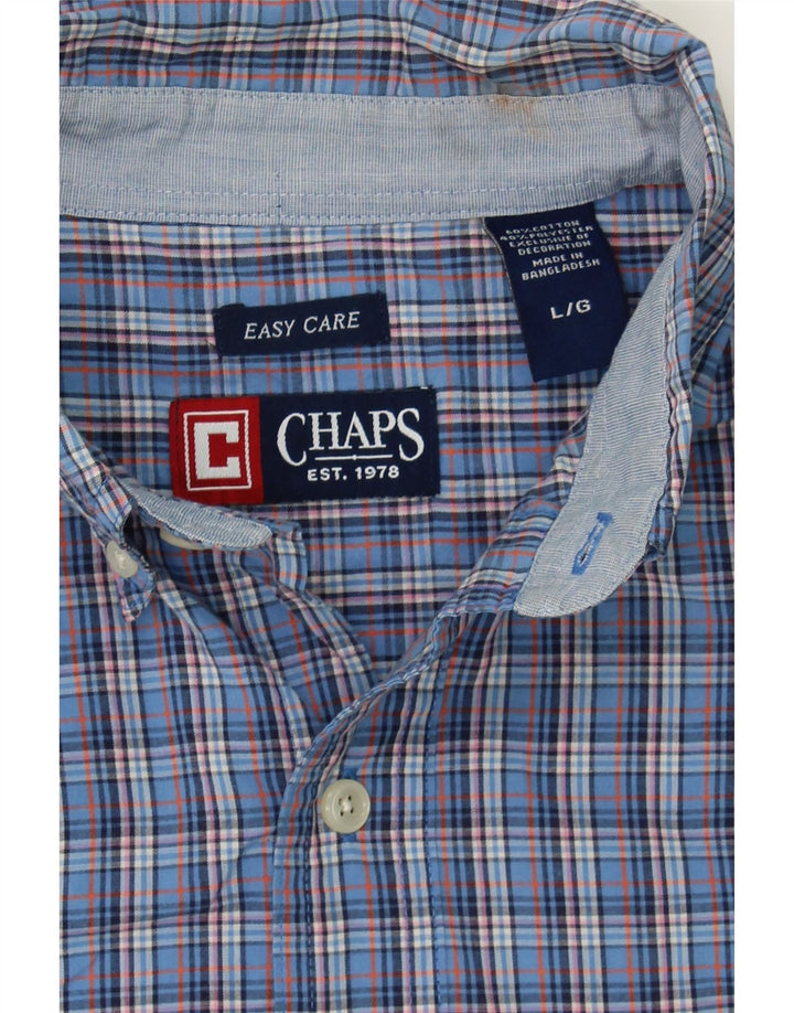 CHAPS Mens Shirt Large Blue Check Cotton Vintage Chaps and Second-Hand Chaps from Messina Hembry 