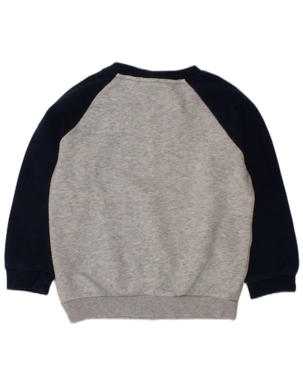 ADIDAS Boys Graphic Sweatshirt Jumper 2-3 Years Grey Colourblock Cotton