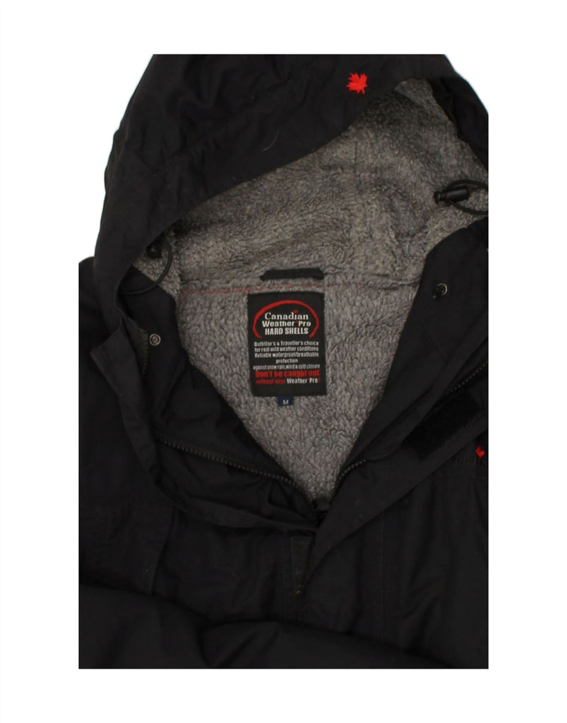CANADIAN Mens Hooded Rain Jacket UK 38 Medium Black Nylon | Vintage Canadian | Thrift | Second-Hand Canadian | Used Clothing | Messina Hembry 
