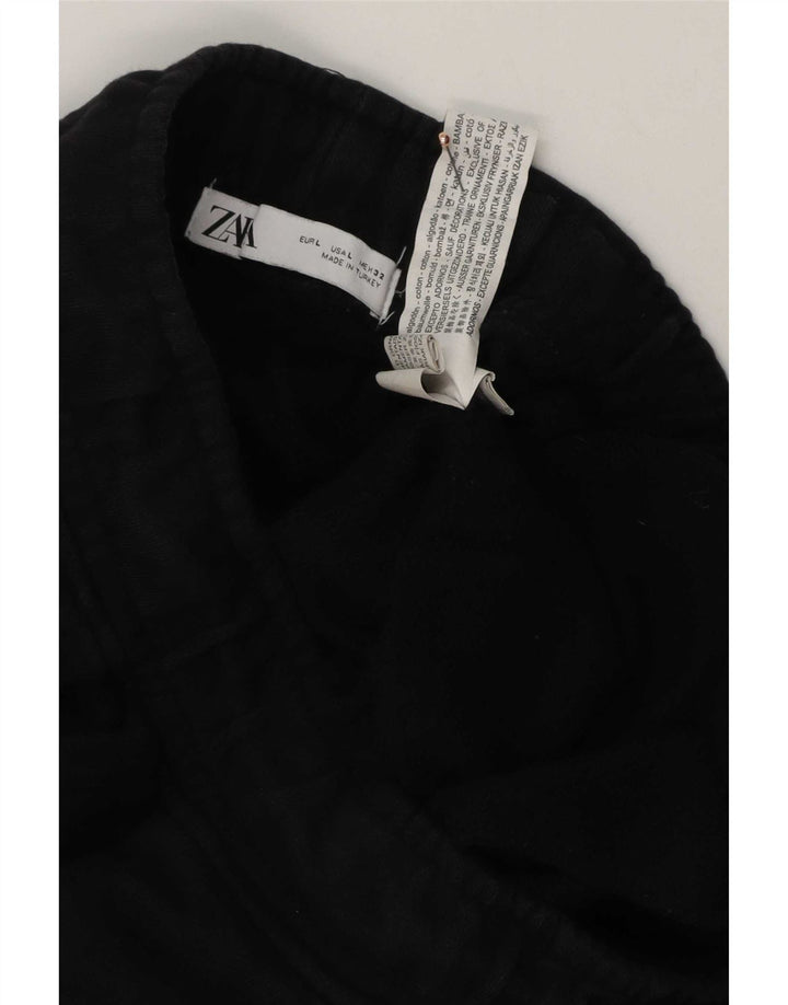 Zara Mens Tracksuit Trousers Large Black Cotton