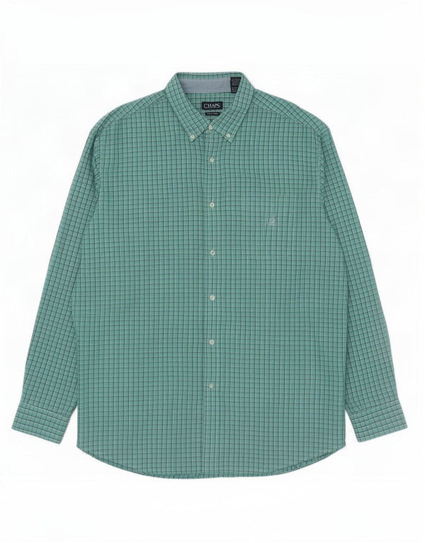 Chaps Mens Tall Shirt 3XL Green Check Cotton