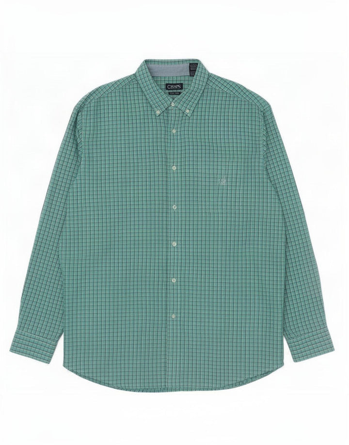 Chaps Mens Tall Shirt 3XL Green Check Cotton