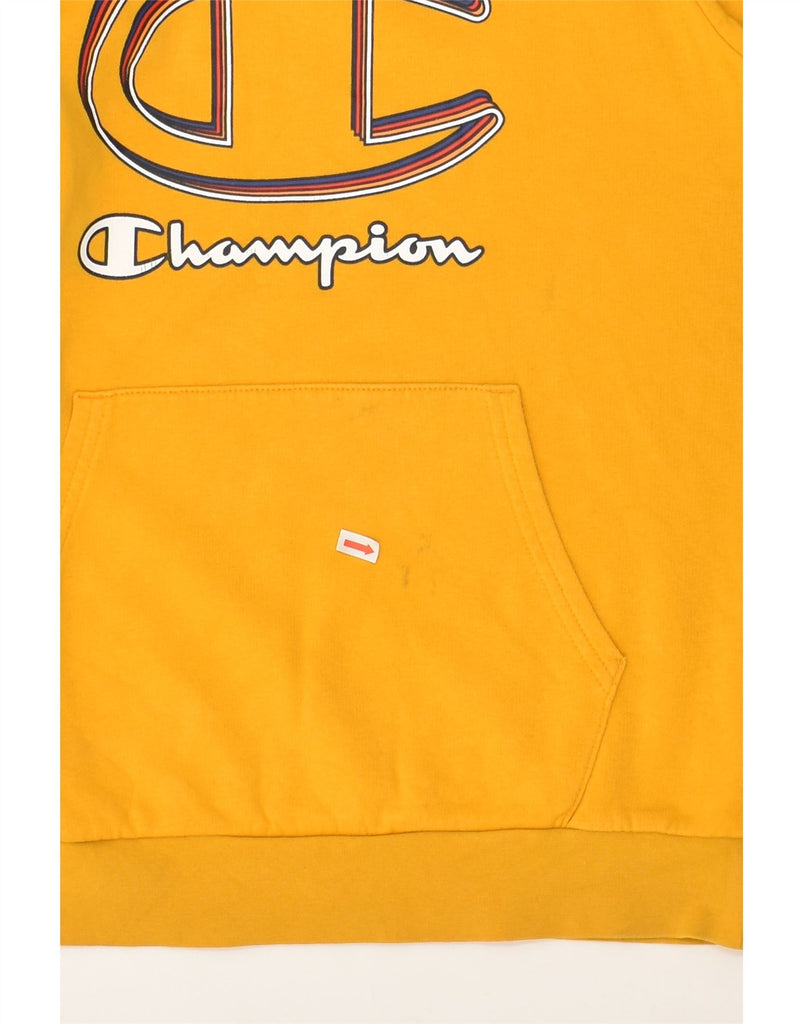 CHAMPION Girls Graphic Hoodie Jumper 11-12 Years Large Yellow Cotton | Vintage Champion | Thrift | Second-Hand Champion | Used Clothing | Messina Hembry 