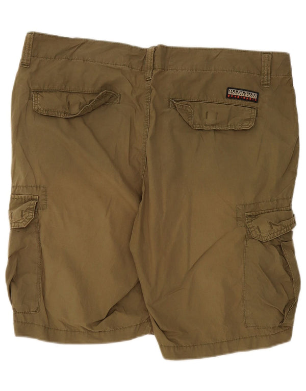 Napapijri Mens Cargo Shorts W36 Large Khaki Cotton