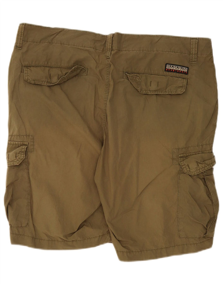 Napapijri Mens Cargo Shorts W36 Large Khaki Cotton