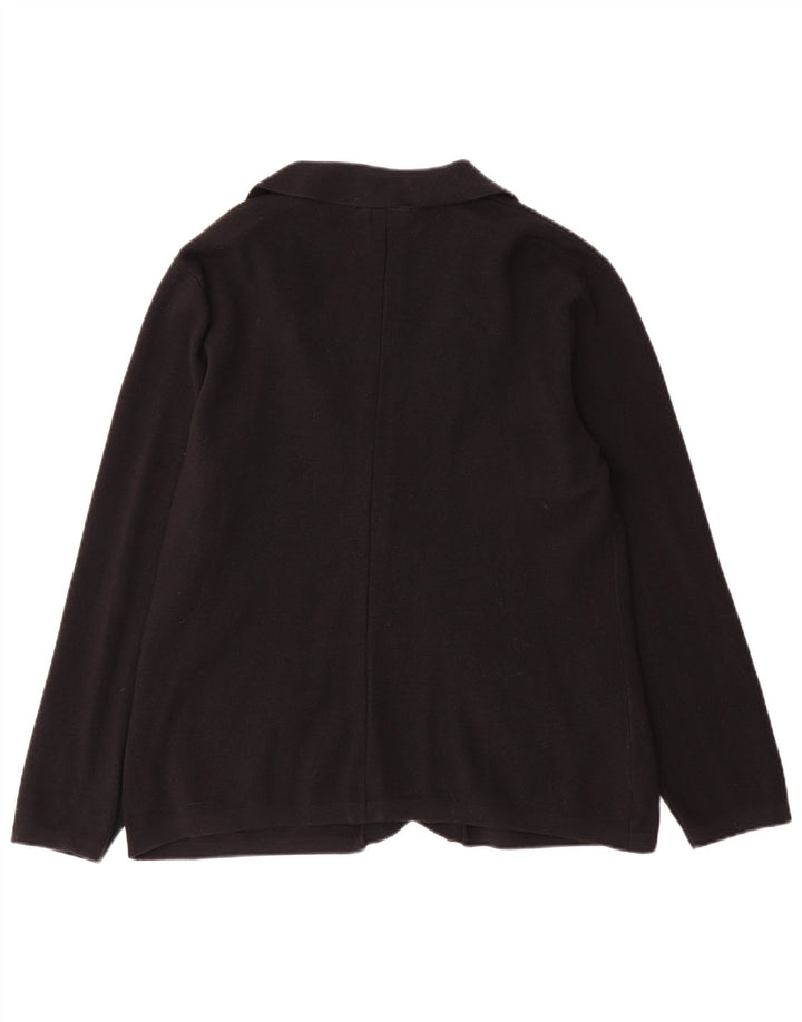 Esprit Womens 2 Button Knit Blazer Jacket UK 14 Large Black Cotton