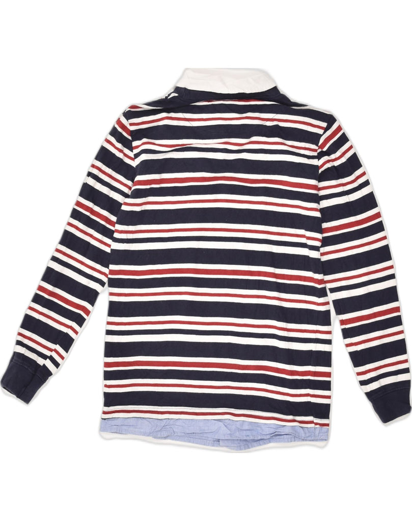 VINTAGE Boys Long Sleeve Polo Shirt 9-10 Years Navy Blue Striped Cotton | Vintage Vintage | Thrift | Second-Hand Vintage | Used Clothing | Messina Hembry 