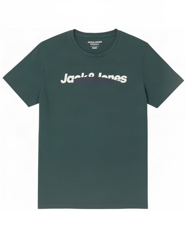 Jack & Jones Mens Regular Fit Graphic T-Shirt Top Medium Green Cotton