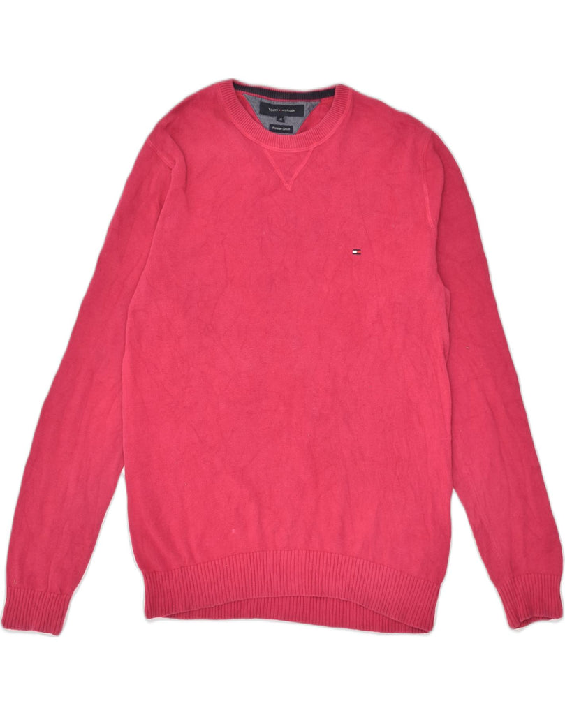 TOMMY HILFIGER Mens Crew Neck Jumper Sweater Medium Pink Cotton | Vintage Tommy Hilfiger | Thrift | Second-Hand Tommy Hilfiger | Used Clothing | Messina Hembry 