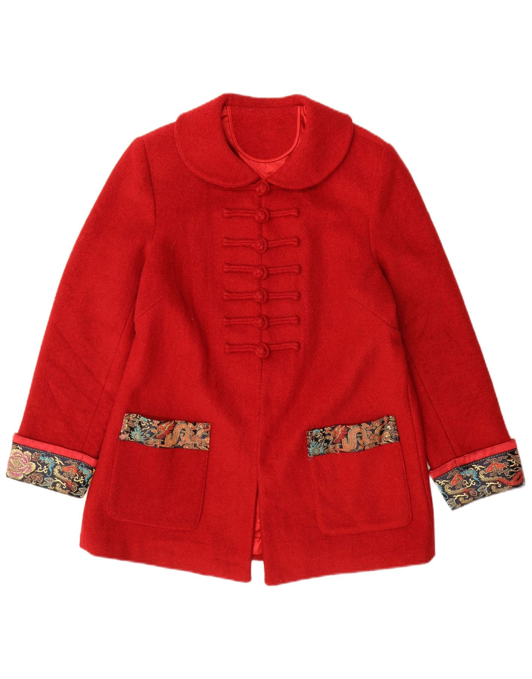 Vintage Womens Overcoat UK 14 Medium Red Paisley