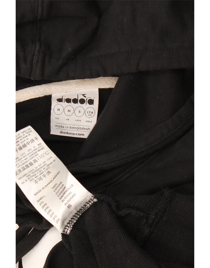 Diadora Mens Graphic Hoodie Jumper Medium Black Cotton