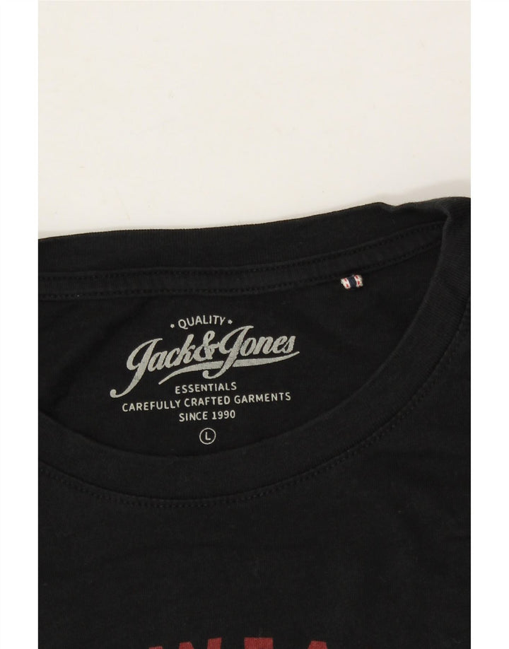 JACK & JONES Mens Graphic T-Shirt Top Large Black Cotton Vintage Jack & Jones and Second-Hand Jack & Jones from Messina Hembry 